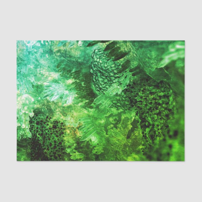 Papel De Seda Capas de cristales verdes (Anverso)