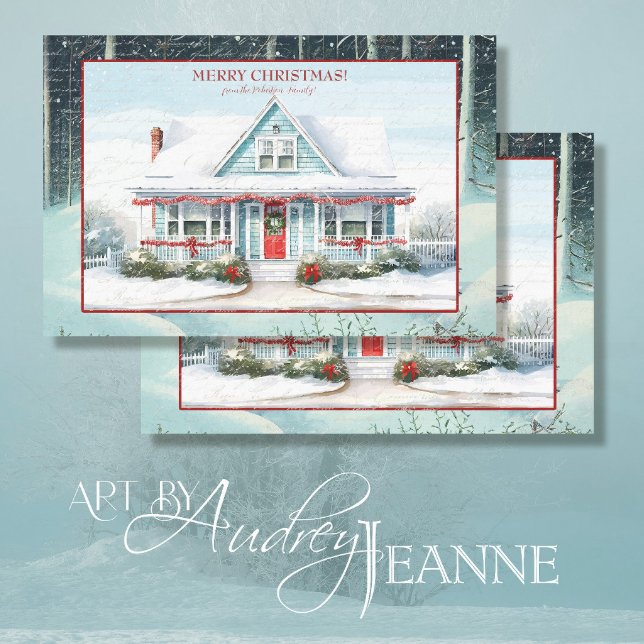 Papel De Seda Cape Cod House Feliz Navidad Nieve y Árboles nevad (Subido por el creador)