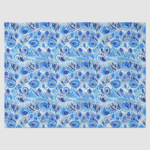 Papel De Seda Caperas de pavo real blancas azules