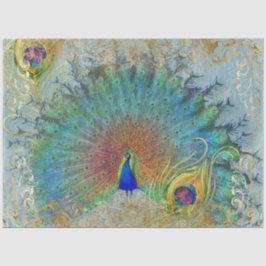 Papel De Seda Caperos azul azul Verde azulado oro Rococo plumas 