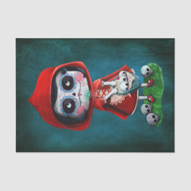 Papel De Seda Caperucita Rojo de Dia de los Muertos (Anverso)