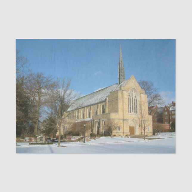 Papel De Seda Capilla Harbison en invierno en el Grove City Coll (Anverso)