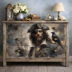 Papel De Seda Capitán Pirata Cuervo Decoupage