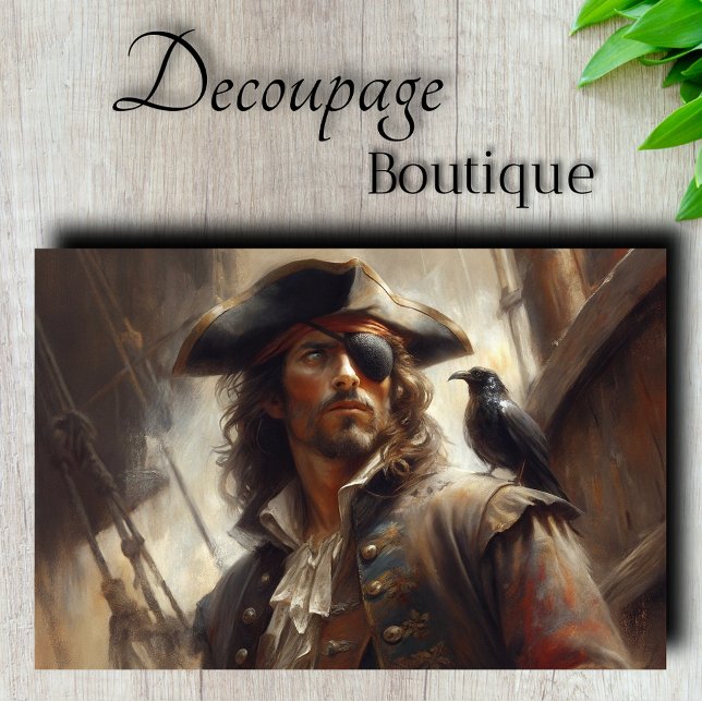 Papel De Seda Capitán Pirata Cuervo Decoupage (Pirate Captain Raven Decoupage Tissue Paper)