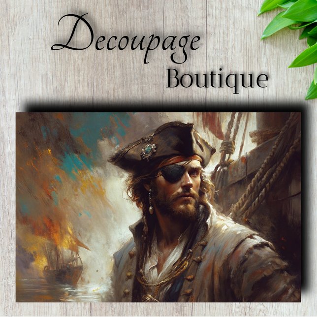 Papel De Seda Capitán Pirata de Decoupage con Joyas (Jeweled Pirate Captain Decoupage Tissue Paper)