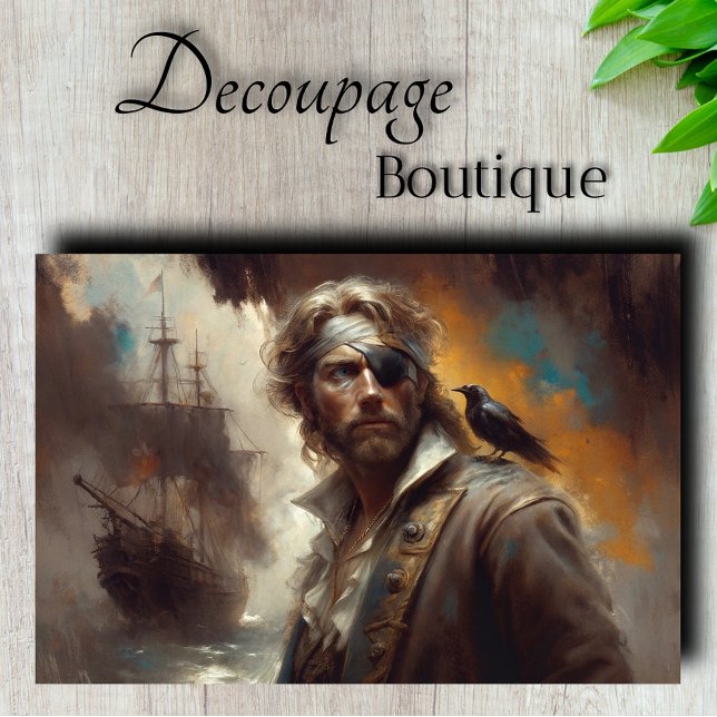 Papel De Seda Capitán Pirata Plateado Decoupage (Silver Pirate Captain Decoupage Tissue Paper)