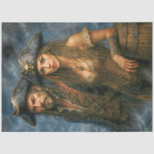 Papel De Seda Capitán pirata y reina Náutica caribeña