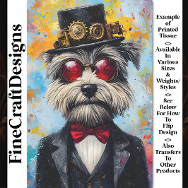 Papel De Seda Capricho Colorido Moderno Perro Steampunk Z3 Decou