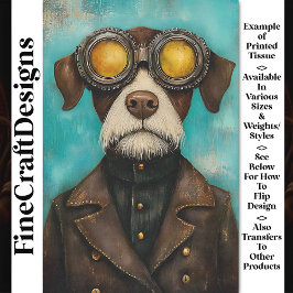 Papel De Seda Capricho Steampunk Perrito Lindo Con Gafas Z2 Deco