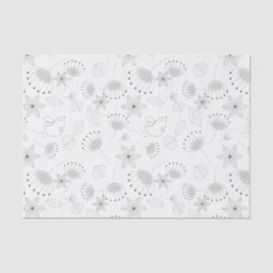 Papel De Seda Caprichoso patrón floral y de pájaros lindo en bla