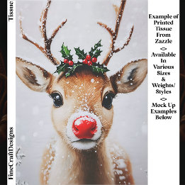 Papel De Seda Caprichoso Reno Rudolph Nariz Roja EJ2 Decoupage