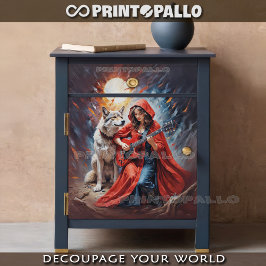 Papel De Seda Capucha de cabalgata roja y banda de rock de lobo