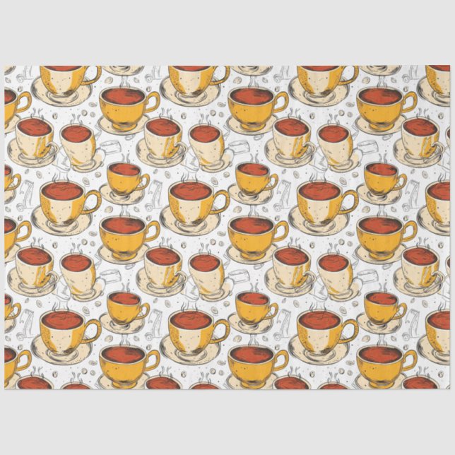 Papel De Seda Capuchino Patrón de la ephemera del café (Anverso)