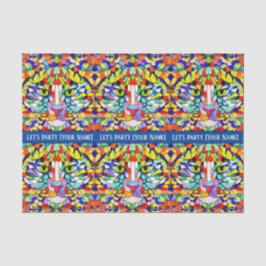 Papel De Seda Cara de gato multicolor - Ojos verdes - Celebració