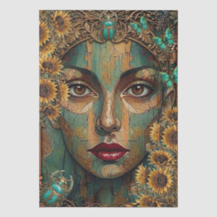 Papel De Seda Cara de mujer abstracta al estilo del mosaico Art 