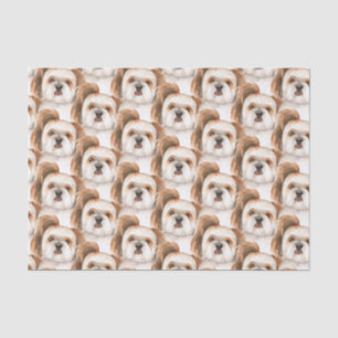 Papel De Seda Cara de perro lindo Shihtzu dibujada a mano