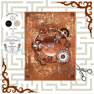 Papel De Seda Cara de reloj de engranajes Steampunk