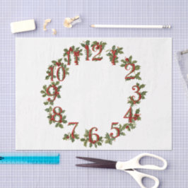 Papel De Seda Cara de reloj Holly Jolly