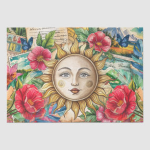 Papel De Seda Cara de Sol Floral Tropical Decoupage