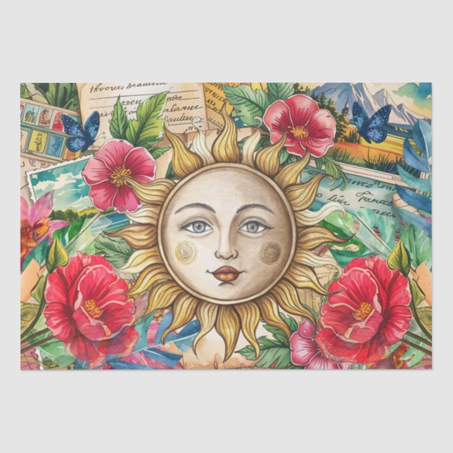 Papel De Seda Cara de Sol Floral Tropical Decoupage (Anverso)