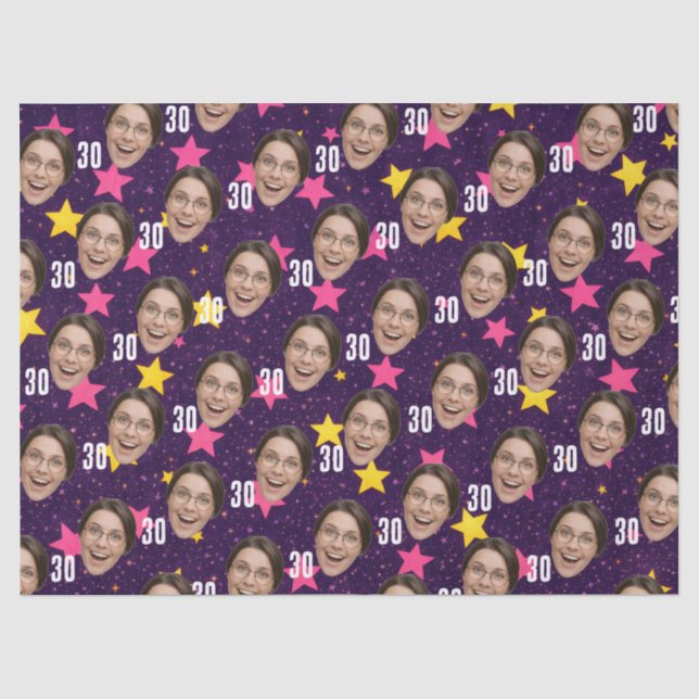 Papel De Seda Cara Divertida Foto Personalizada Fiesta Rosa (Anverso)