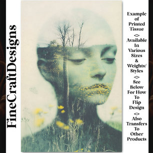 Papel De Seda Cara hembra, árboles de hierba silvestres, desunió