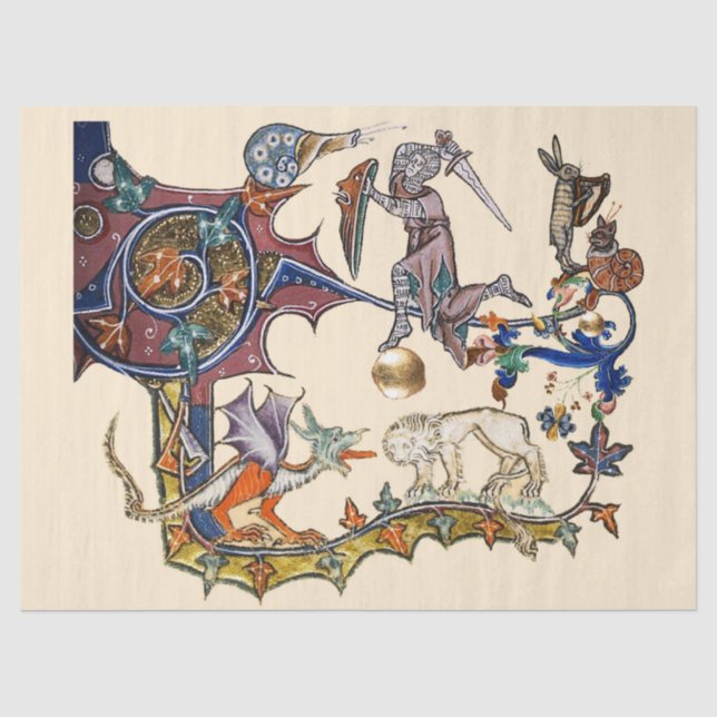Papel De Seda Caracol medieval de guerra bESTIARIA contra caball (Anverso)