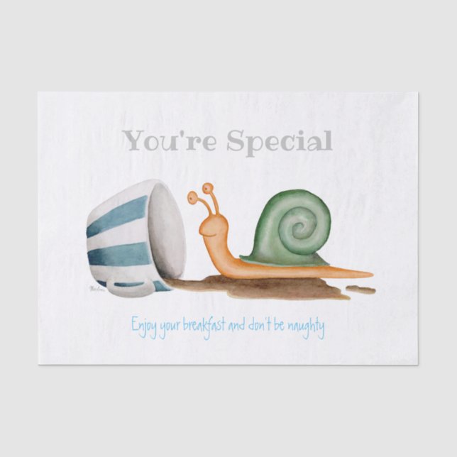 Papel De Seda Caracol y taza a rayas (Anverso)