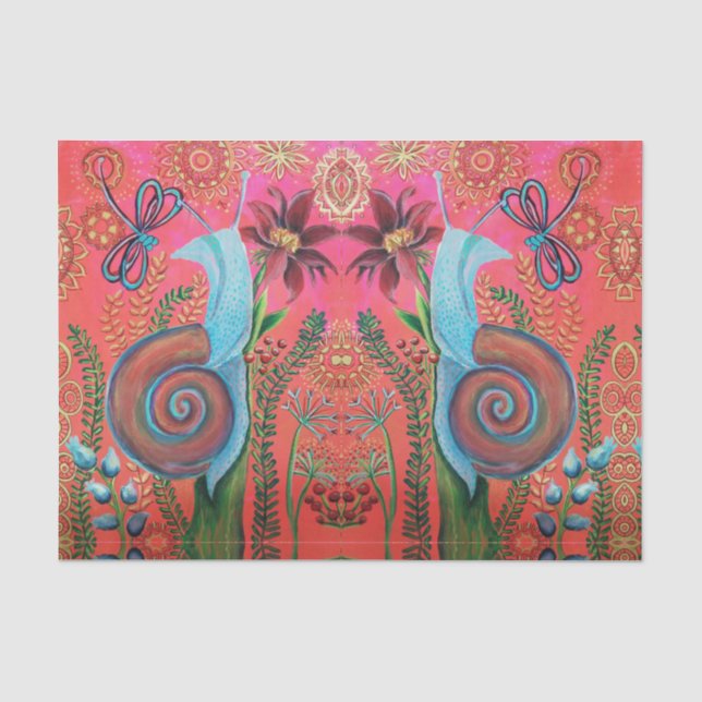 Papel De Seda caracoles en rosa (Anverso)