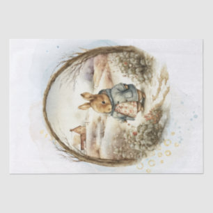 Papel De Seda Carácter floral de conejo rural