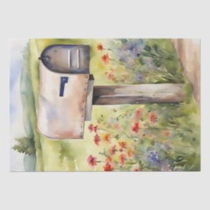 Papel De Seda Carácter rural: buzones de correo, flores y granja