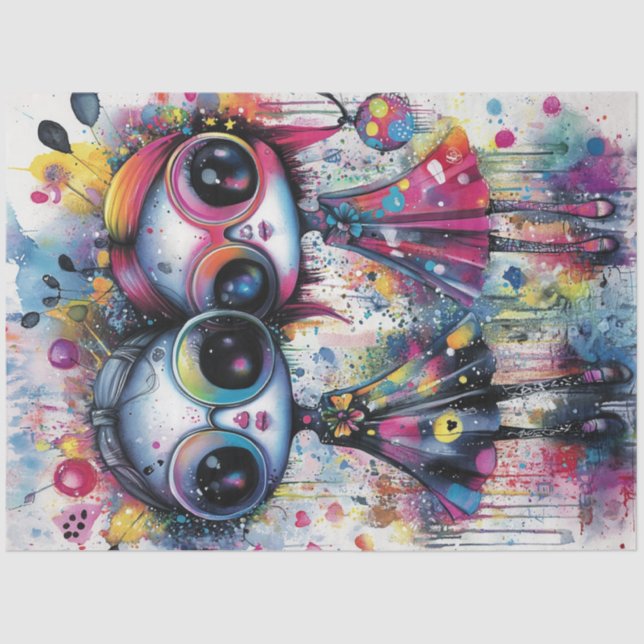 Papel De Seda Caracteres Chicas vibrantes y singulares de descon (Anverso)