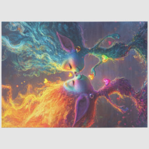 Papel De Seda Caracteres de hadas cardíacas vibrantes y capricho