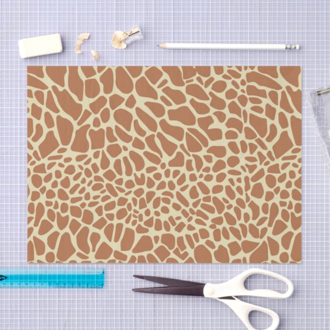 Papel De Seda Caramel Brown Beige Giraffe Animal Print Decoupage (Artesanía)