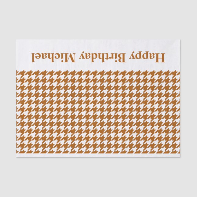 Papel De Seda Caramel Modern Houndstoth con mensaje personalizad (Anverso)