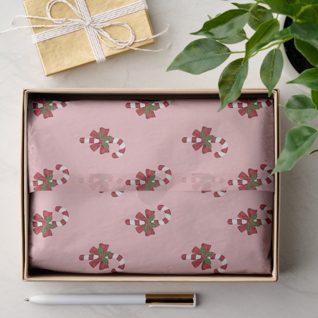 Papel De Seda Caramelo de Navidad Rojo y Blanco con Patrón de Ba (Regalo )