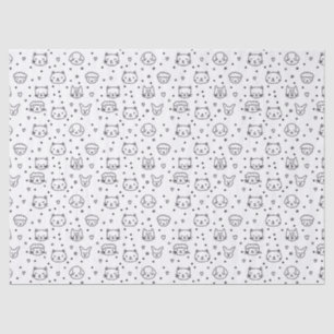 Papel De Seda Caras de animales minimalistas adorables garabato
