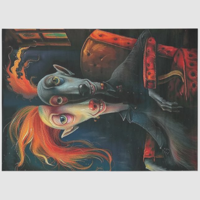 Papel De Seda Caras de caracteres de Ilustracion singulares de d (Anverso)