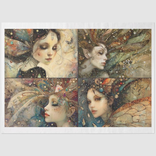 Papel De Seda Caras de hadas caprichosas Scrapbooking Medios mix (Anverso)