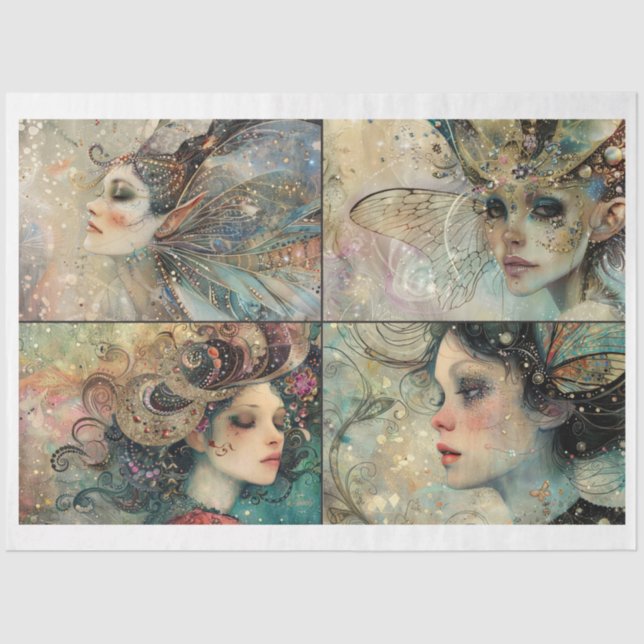 Papel De Seda Caras de hadas caprichosas Scrapbooking Medios mix (Anverso)