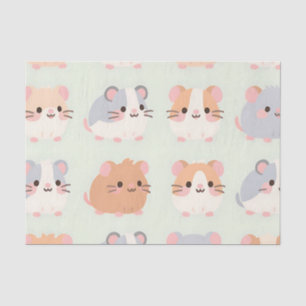 Papel De Seda Caras de hámster lindas patrón pastel kawaii