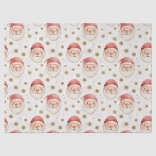 Papel De Seda Caras de Santa en acuarela con copos de nieve