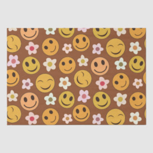 Papel De Seda Caras Felices Sonrientes Con Flores Retro