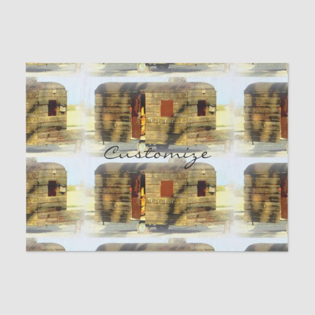 Papel De Seda Caravana de madera clásica de época (Anverso)