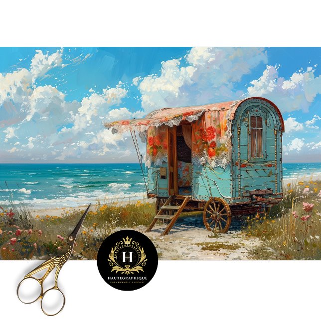 Papel De Seda Caravana Gitana Costera Turquesa Decoupage (Subido por el creador)