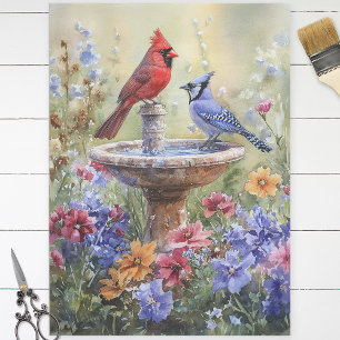 Papel De Seda Cardenal de color de agua y Jay Decoupage azul