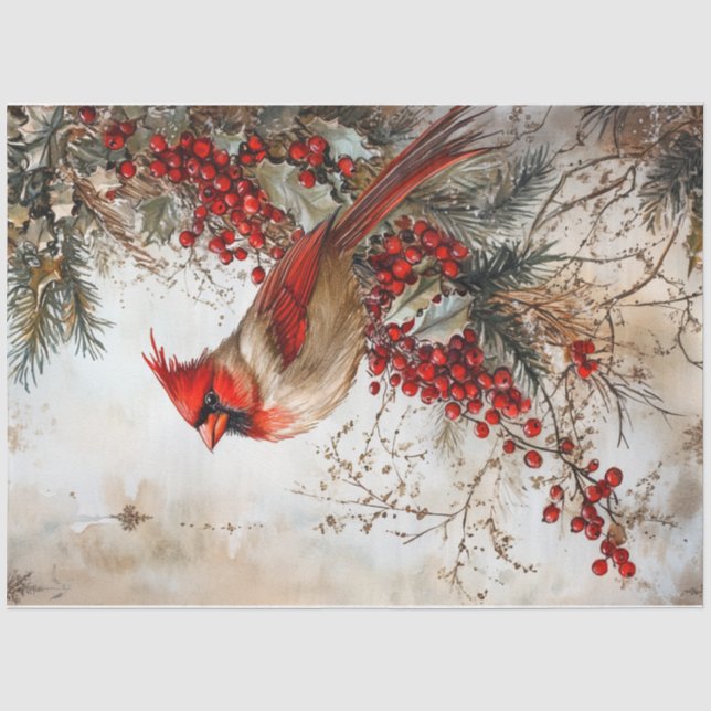 Papel De Seda Cardenal de Navidades rojos (Anverso)