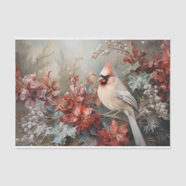 Papel De Seda Cardenal navidad Holly Berry en desacuerdo de invi (Anverso)