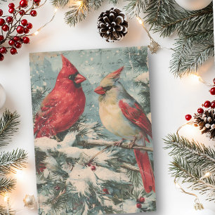 Papel De Seda Cardenal Rojo de Navidad Vintage