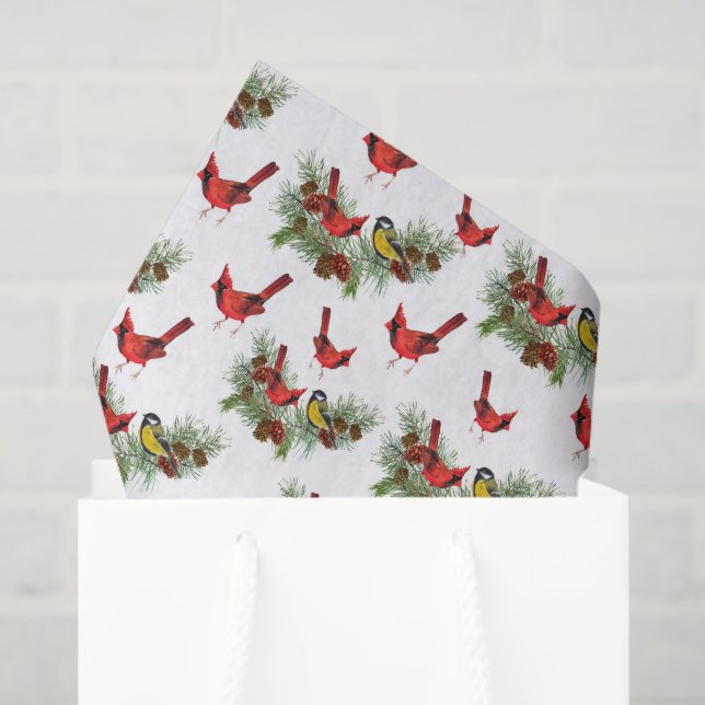 Papel De Seda cardenales de Navidades festivos con azulejos (Bolsa de regalo)